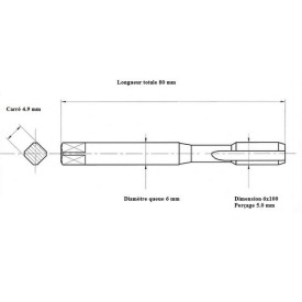 Taraud machine 6x100 - acier dur - 140 kg
