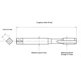 Taraud machine 8x125 - acier dur - 140 kg