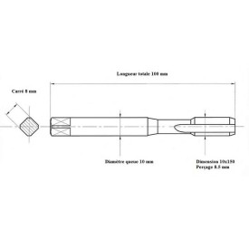 Taraud machine 10x150 - acier dur - 140 kg