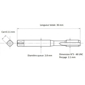 Jeu 3 tarauds N°3 - 48 UNC