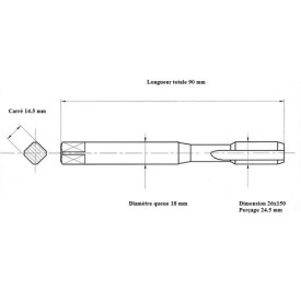 Taraud machine métrique fin 26x150