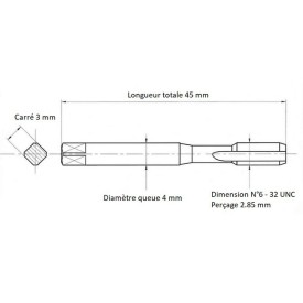 Jeu 3 tarauds N°6 - 32 UNC
