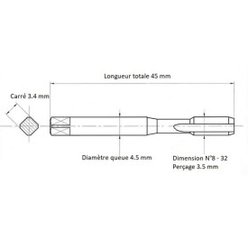Jeu 3 tarauds N°8 - 32 UNC