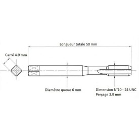 Jeu 3 tarauds N°10 - 24 UNC