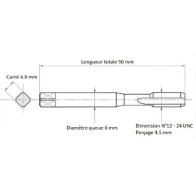 Jeu 3 tarauds N°12 - 24 UNC