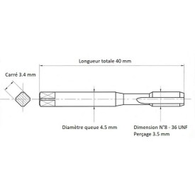 Jeu de tarauds N°8 - 36UNF
