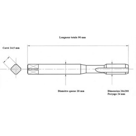 Taraud machine métrique fin 26x200