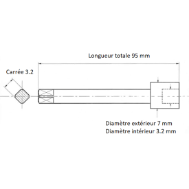 Rallonge tarauds carré 3.2 mm