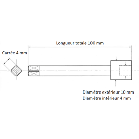 Rallonge tarauds carré 4.0 mm