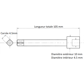 Rallonge tarauds carré 4.5 mm