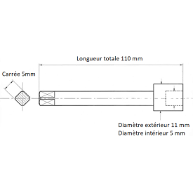 Rallonge tarauds carré 5.0 mm