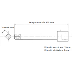 Rallonge tarauds carré 8.0 mm