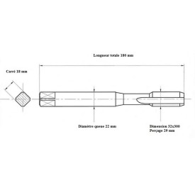 Taraud machine métrique fin 32x300 Performance