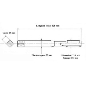 Jeu 2 tarauds 1"1/8 - 9 BSF