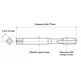Taraud machine métrique 5x80 Performance