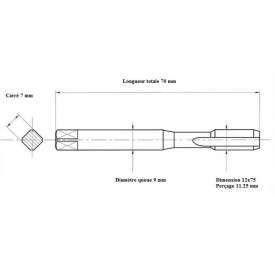Jeu 2 tarauds métrique fin 12x75
