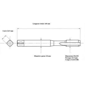 Taraud pas métrique fin 25x100 / M25x1.0 GAUCHE - LMDT
