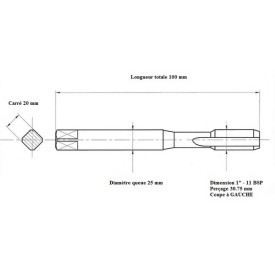 Jeu tarauds GAZ 1"1/4 - 11BSP GAUCHE