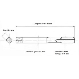 Jeu 3 tarauds métrique 1x25