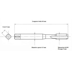 Taraud machine métrique 6x100