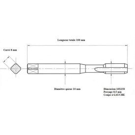 Taraud machine métrique 10x150 GAUCHE