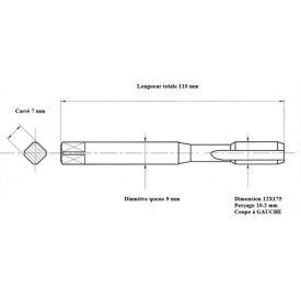 Taraud machine métrique 12x175 GAUCHE