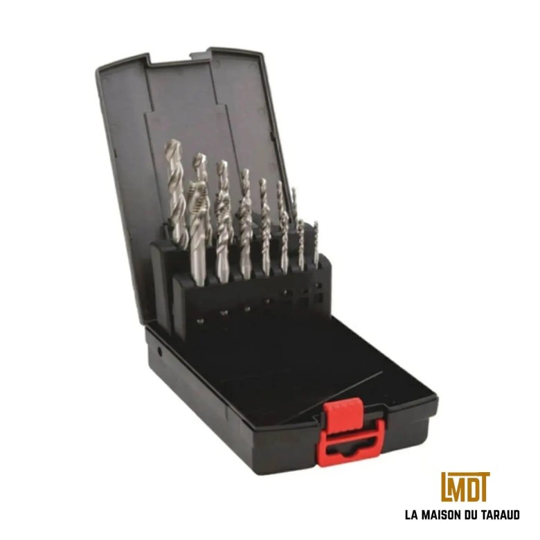 Coffret tarauds et forets trou borgne M3 à M12