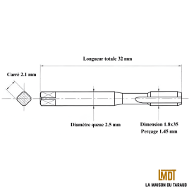 Jeu 3 tarauds métrique 1.8x35