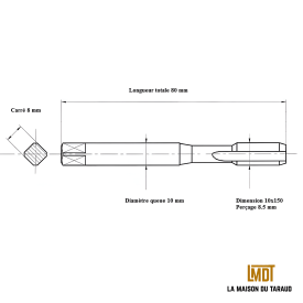 Taraud machine métrique 10x150