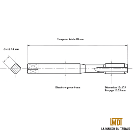 Taraud machine métrique 12x175