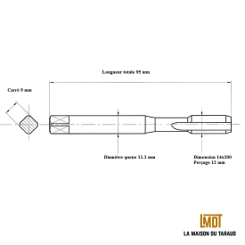 Taraud machine métrique 14x200