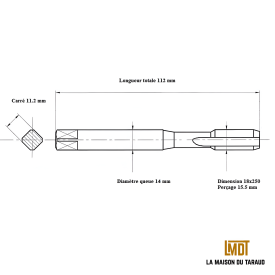 Taraud machine métrique 18x250