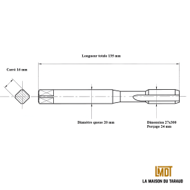 Taraud machine métrique 27x300