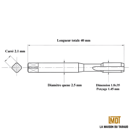 Taraud machine métrique 1.8x35 Performance