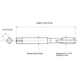 Jeu 3 tarauds 7/8" - 9 UNC