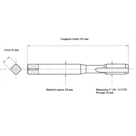 Taraud machine 1"3/8 - 12 UNF
