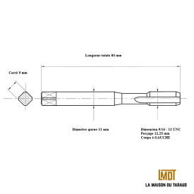 Taraud machine 9/16" - 12 UNC GAUCHE