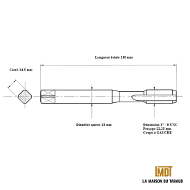 Taraud machine 1" - 8 UNC GAUCHE