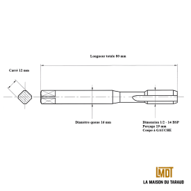 Jeu tarauds GAZ 1/2" 14BSP GAUCHE