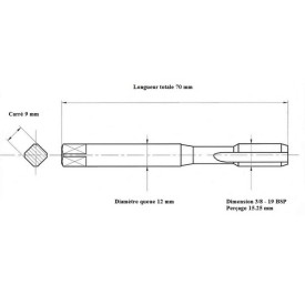Jeu tarauds GAZ 3/8" 19BSP