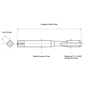 Jeu tarauds GAZ 7/8" 14BSP