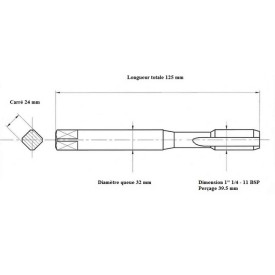 Jeu tarauds GAZ 1" 1/4 11BSP