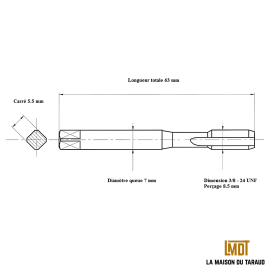 Jeu de tarauds 3/8" - 24UNF