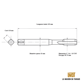 Taraud machine 1"1/4 - 12 UNF