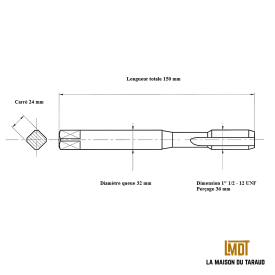Taraud machine 1"1/2 - 12 UNF