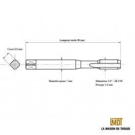 Taraud trou borgne 1/4" - 28 UNF