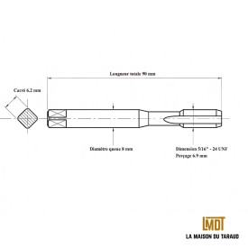 Taraud trou borgne 5/16" - 24 UNF