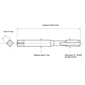 Taraud machine GAZ 1/8" 28 BSP