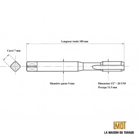 Taraud trou borgne 1/2" - 20 UNF