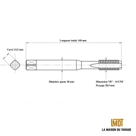 Taraud trou borgne 7/8" - 14 UNF